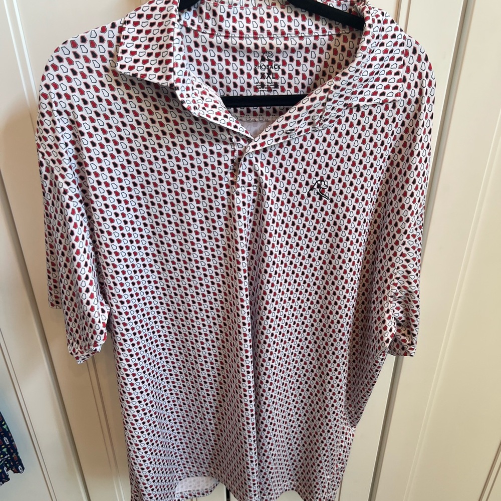 Rhoback polo. XXL red black and white